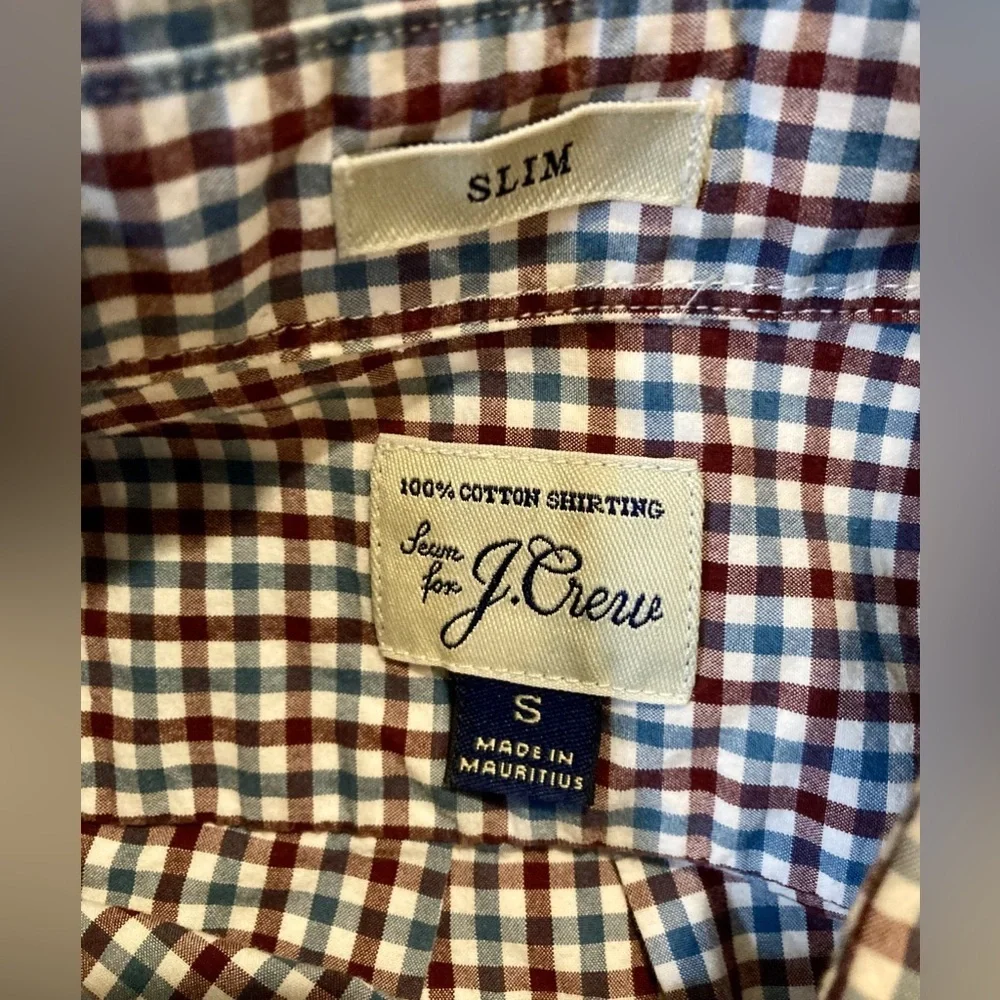 J. Crew Men’s Small Red/Blue Checkered Slim Fit Button‎ Down Shirt